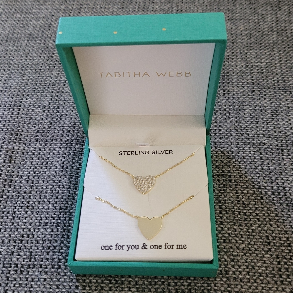 NEW Tabitha Webb Sterling Silver Heart Necklace Set